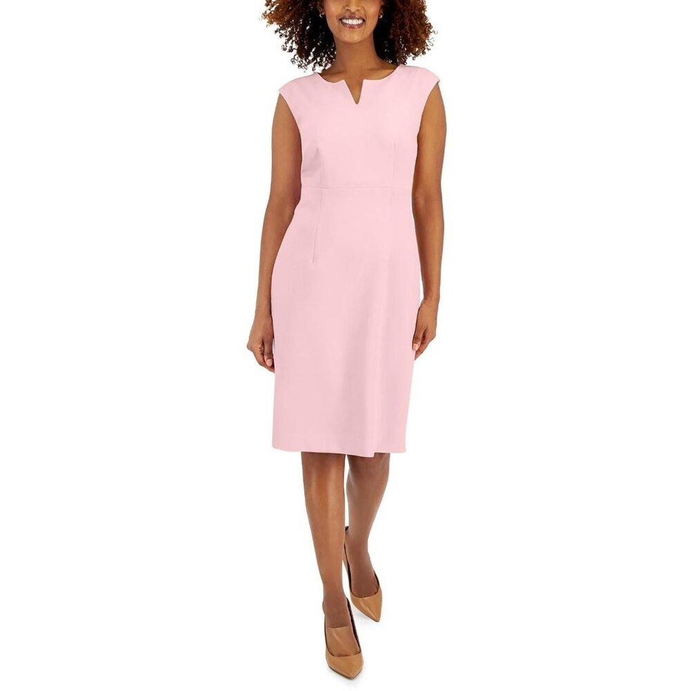 Kasper Womens Solid Crepe Wear To Work Dress Pink Size 14 MSRP $89